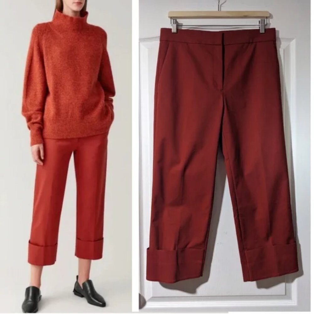 COS Red Ankle Cropped Pants